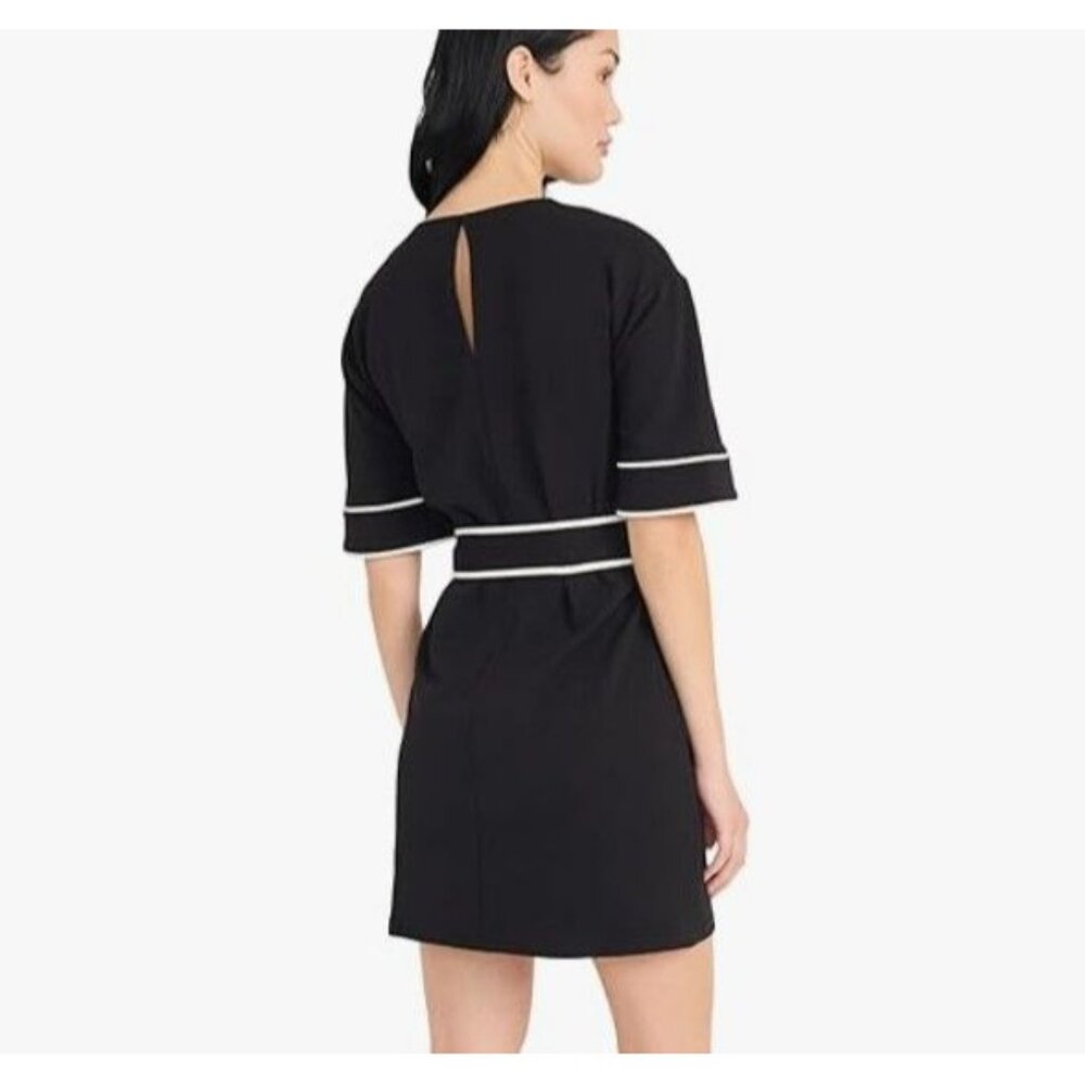 DONNA MORGAN WOMENS BELTED A-LINE DRESS BLACK XL  NWT - Picture 2 of 9